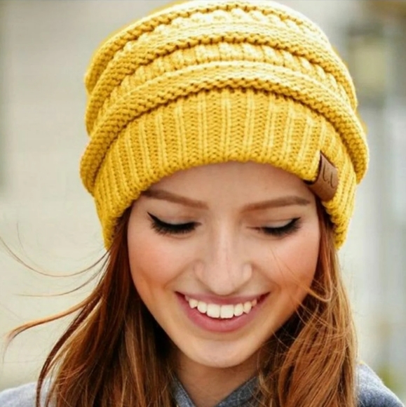 Cc Beanie Cable Knit Winter Hat Cap 